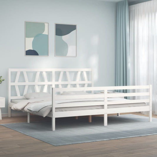 vidaXL Estructura de cama con cabecero madera maciza blanco 200x200 cm