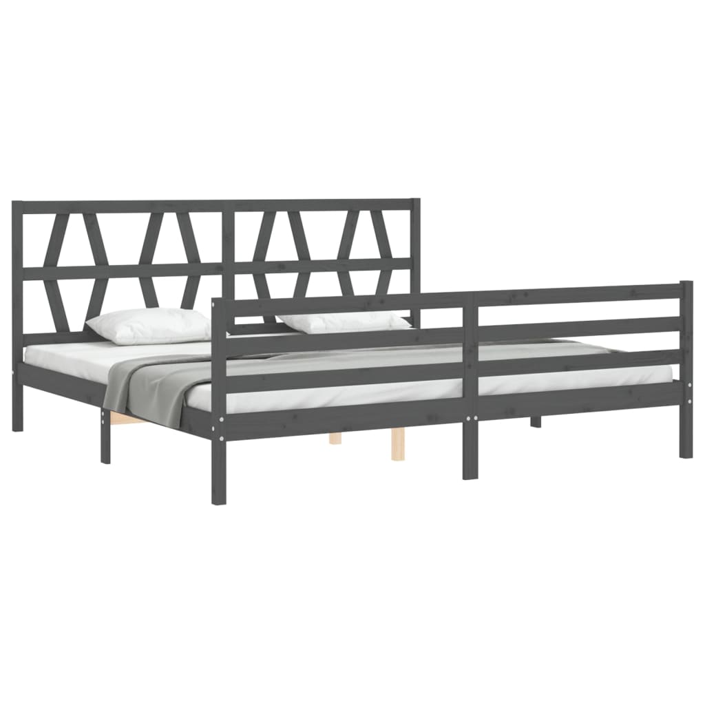 vidaXL Estructura de cama con cabecero madera maciza gris 200x200 cm