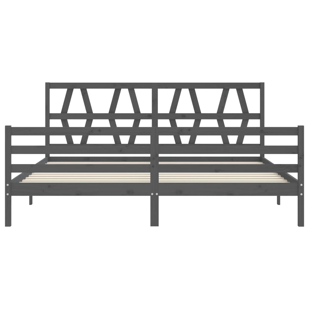 vidaXL Estructura de cama con cabecero madera maciza gris 200x200 cm