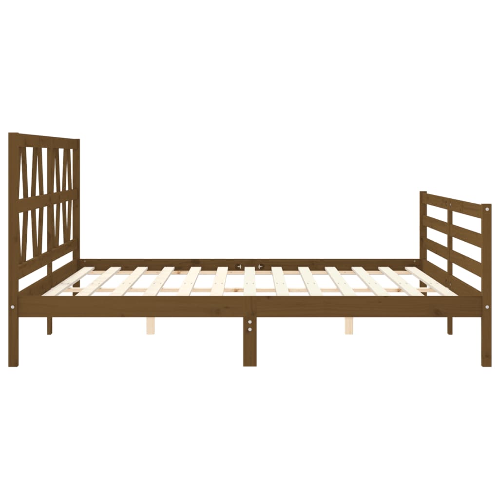 vidaXL Estructura cama y cabecero madera maciza marrón miel 200x200 cm