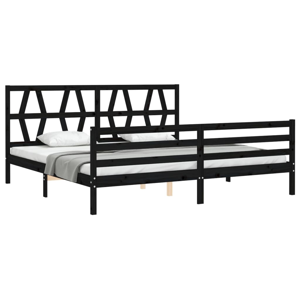 vidaXL Estructura de cama con cabecero madera maciza negro 200x200 cm