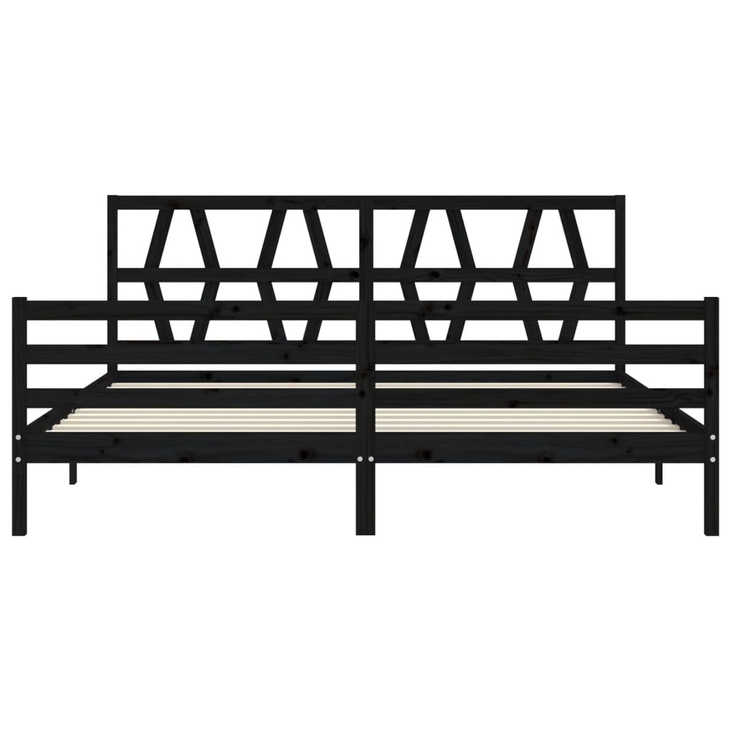 vidaXL Estructura de cama con cabecero madera maciza negro 200x200 cm