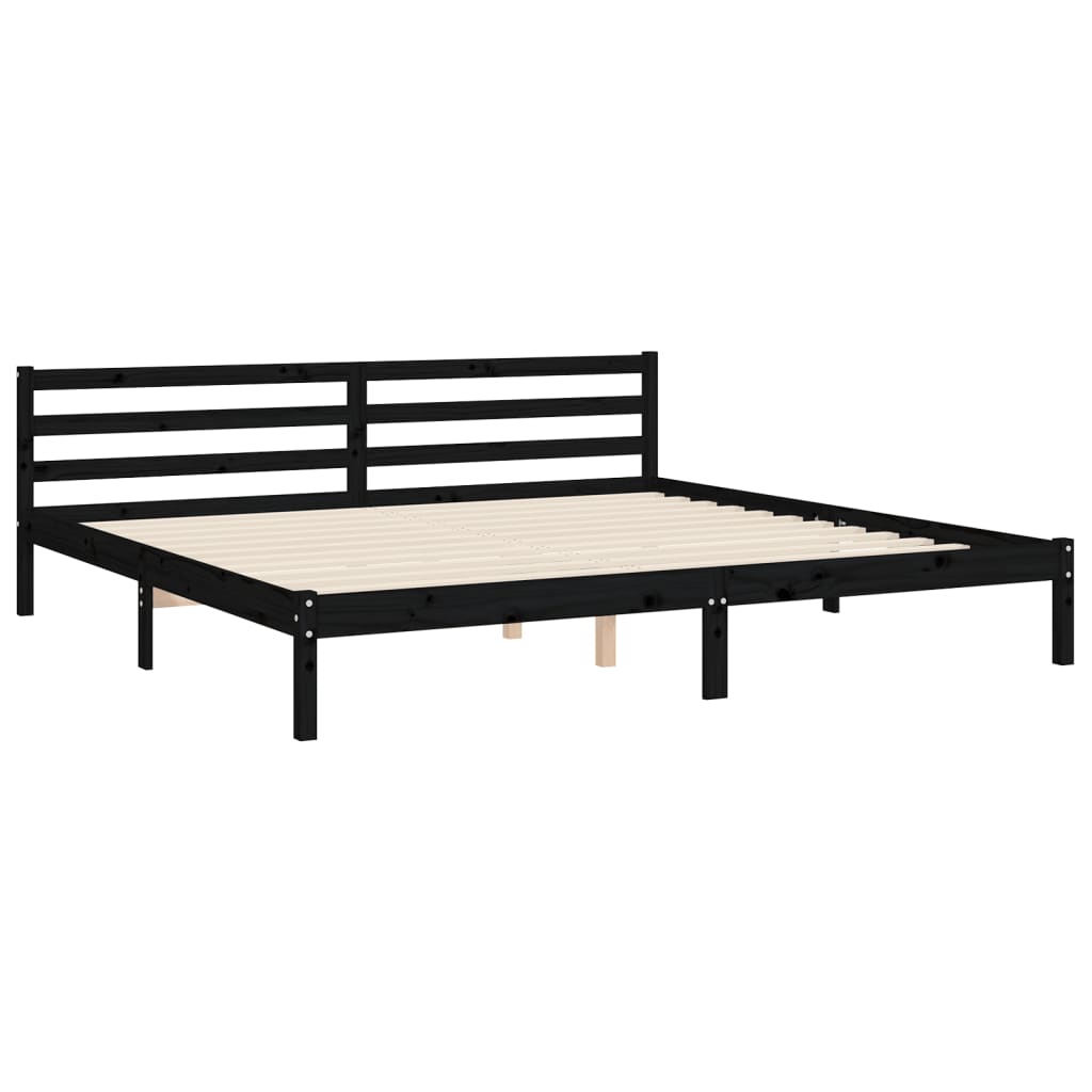 vidaXL Estructura de cama con cabecero madera maciza negro 200x200 cm