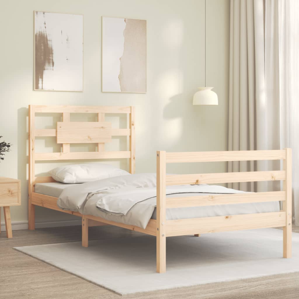 vidaXL Estructura de cama individual con cabecero madera maciza