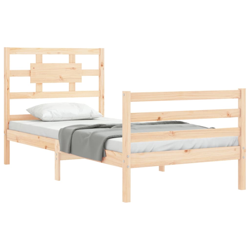 vidaXL Estructura de cama individual con cabecero madera maciza