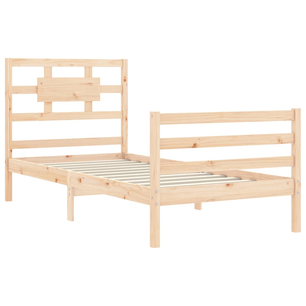 vidaXL Estructura de cama individual con cabecero madera maciza