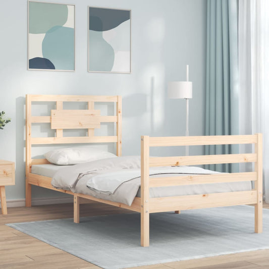 vidaXL Estructura de cama con cabecero madera maciza