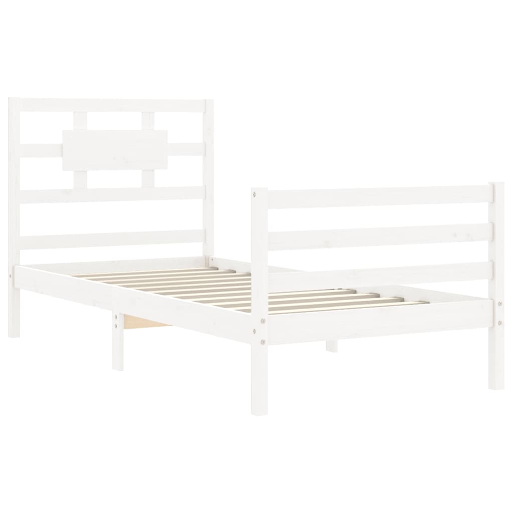 vidaXL Estructura de cama con cabecero madera maciza blanco