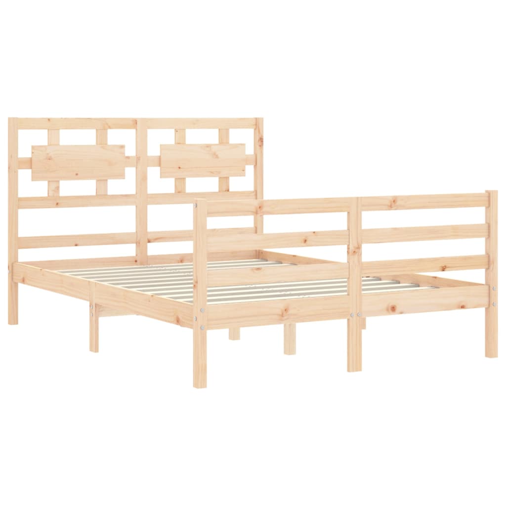 vidaXL Estructura de cama de matrimonio con cabecero madera maciza