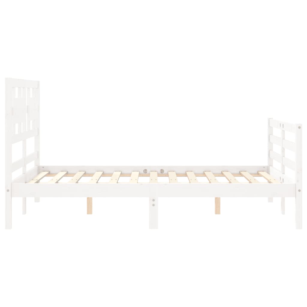 vidaXL Estructura de cama con cabecero madera maciza blanco 140x190 cm