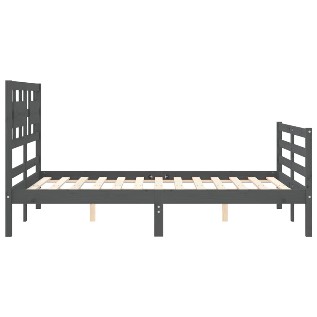 vidaXL Estructura de cama con cabecero madera maciza gris 140x190 cm