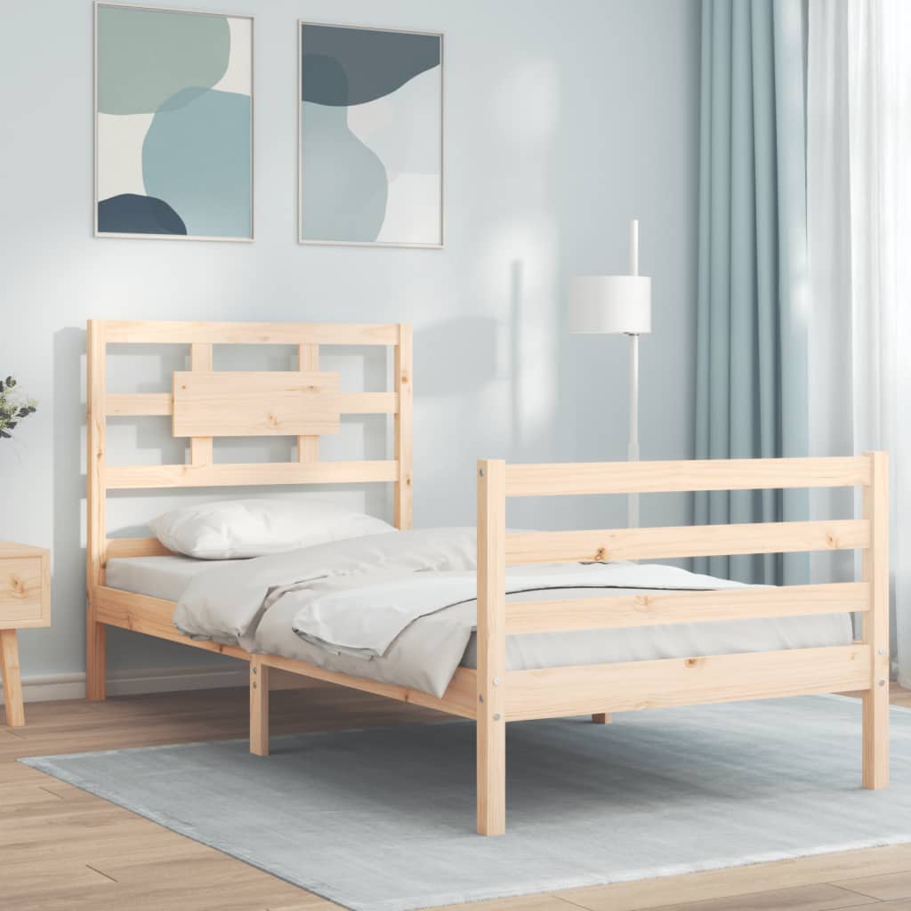 vidaXL Estructura de cama con cabecero madera maciza 90x200 cm