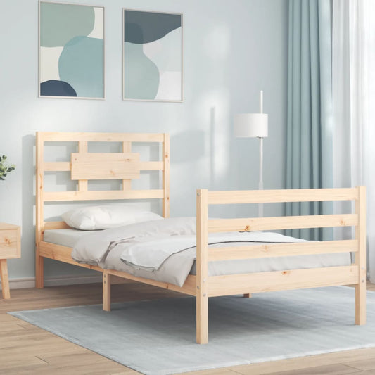 vidaXL Estructura de cama con cabecero madera maciza 100x200 cm