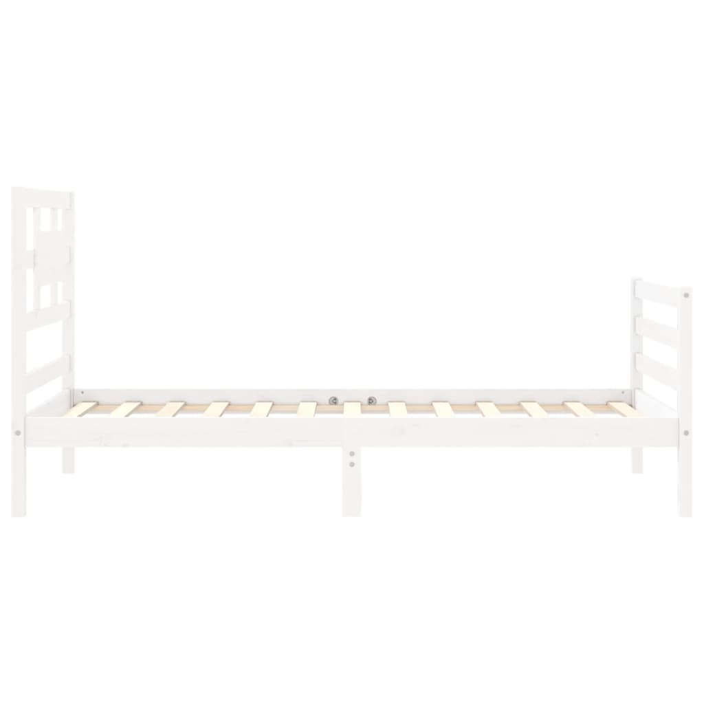 vidaXL Estructura de cama con cabecero madera maciza blanco 100x200 cm