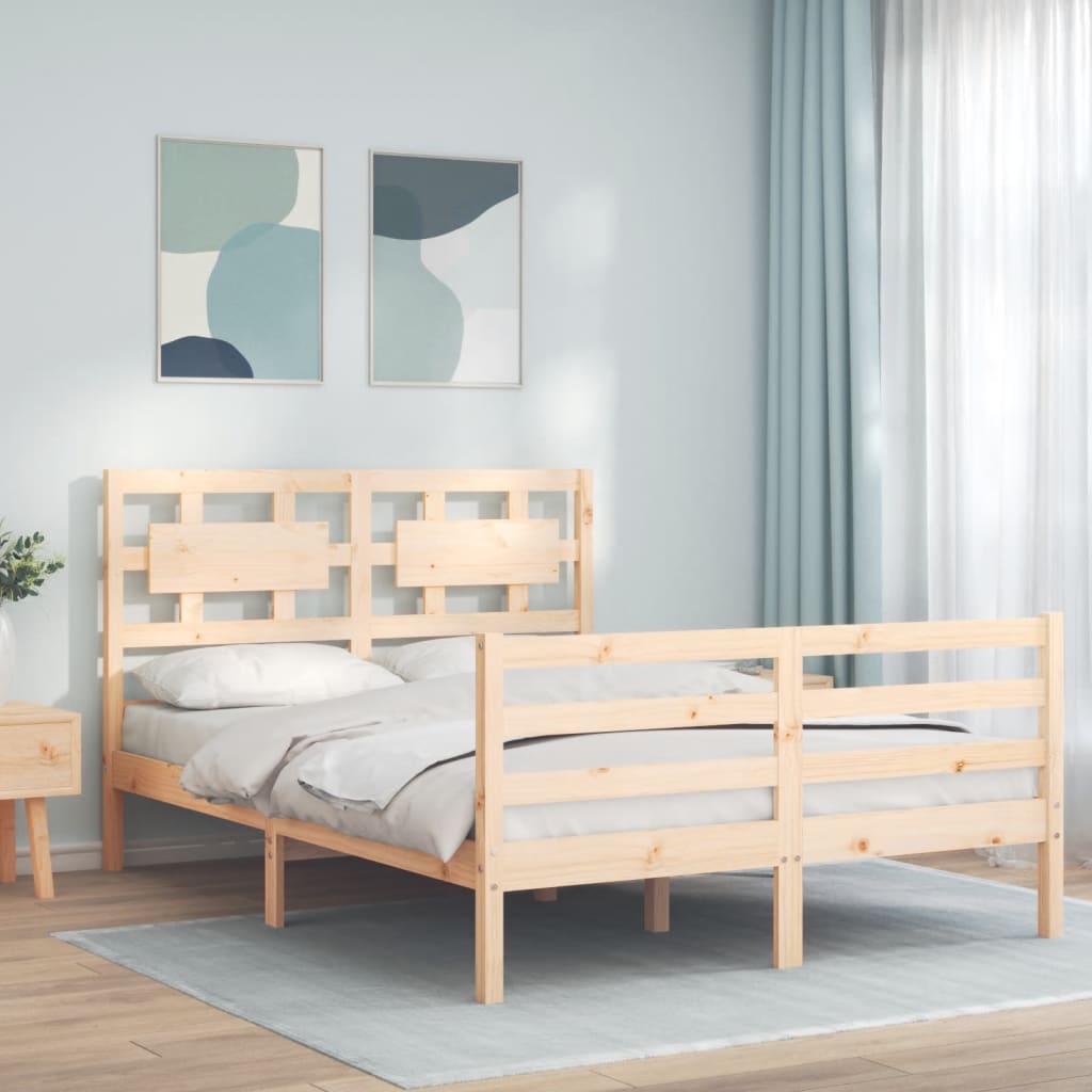 vidaXL Estructura de cama con cabecero madera maciza 120x200 cm