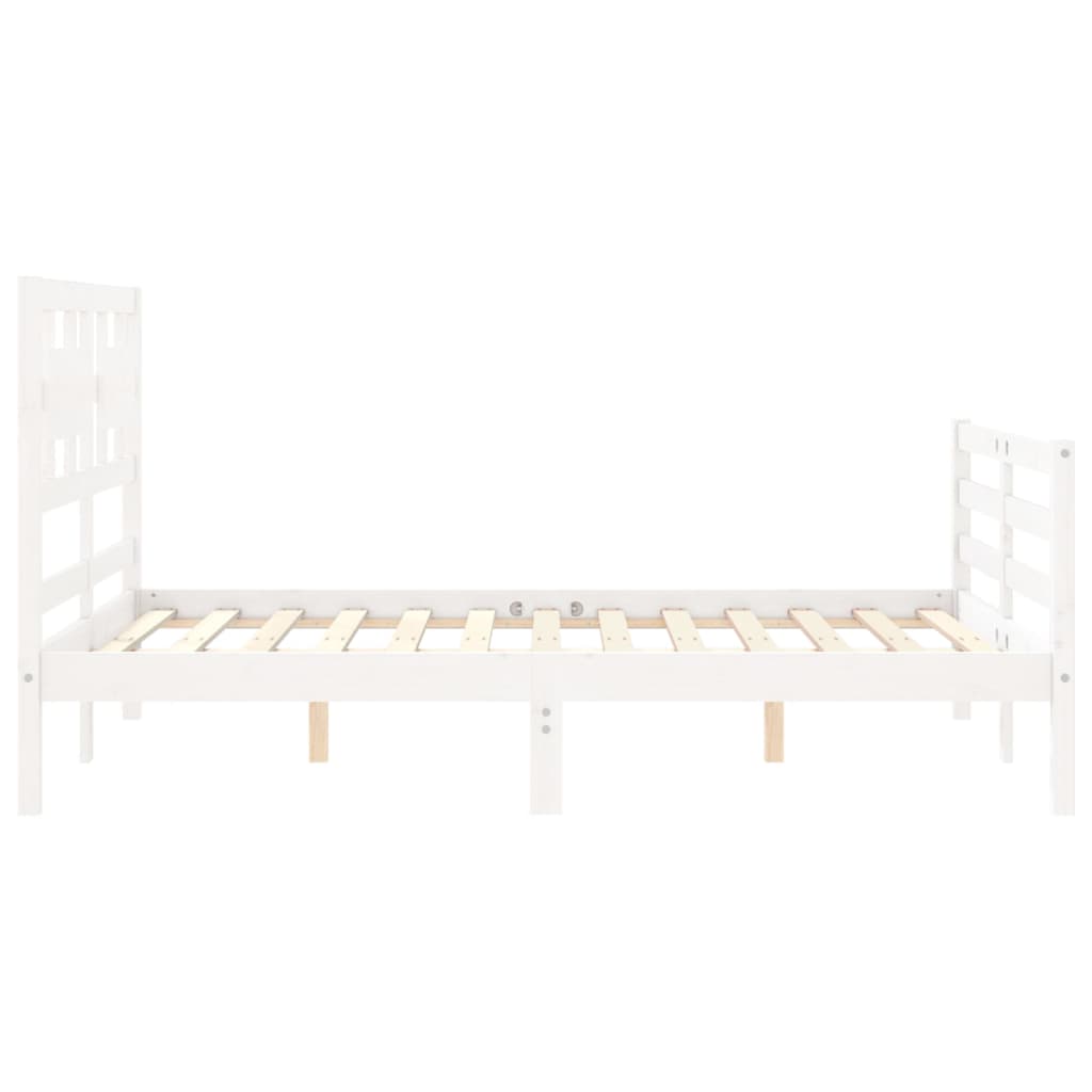 vidaXL Estructura de cama con cabecero madera maciza blanco 120x200 cm