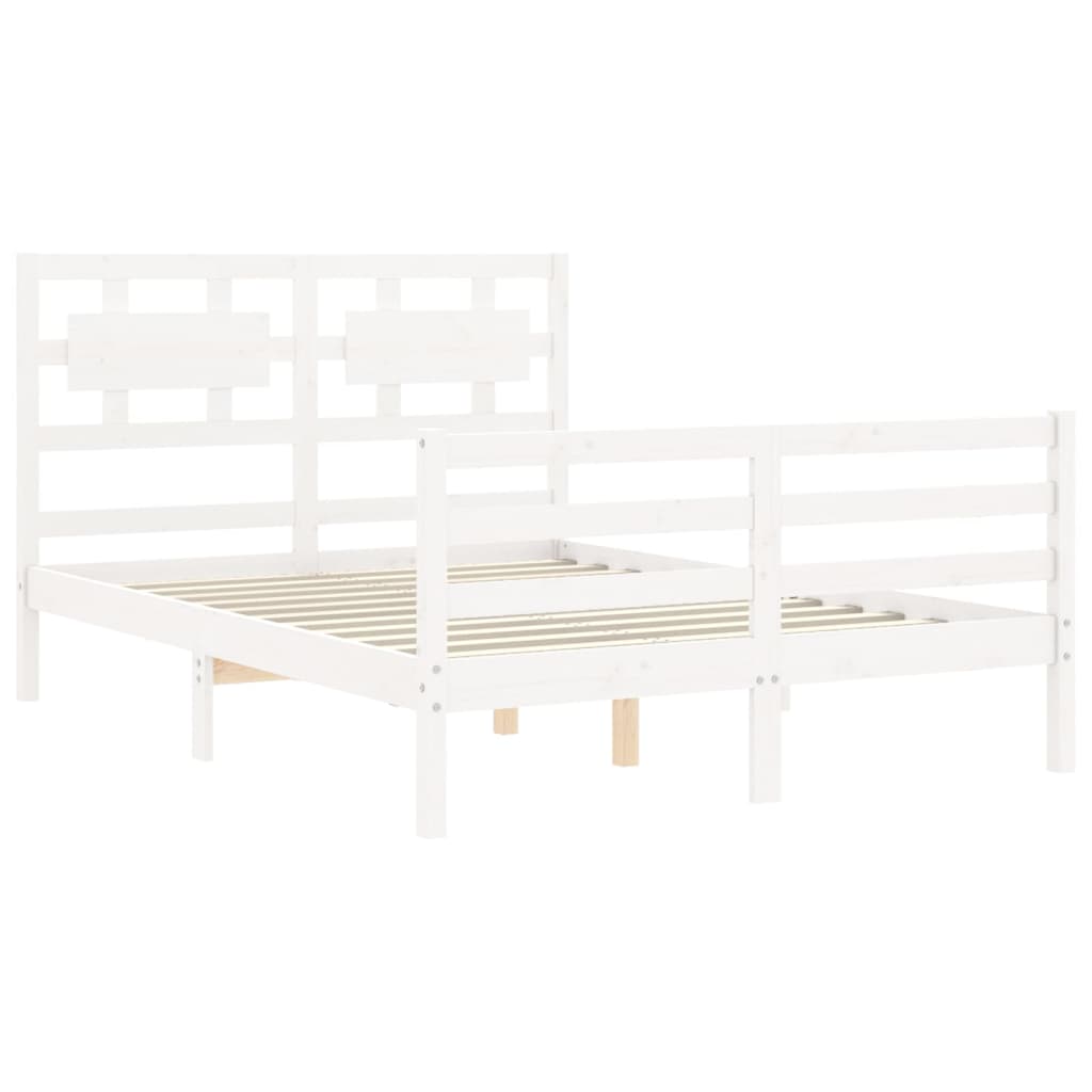 vidaXL Estructura de cama con cabecero madera maciza blanco 140x200 cm