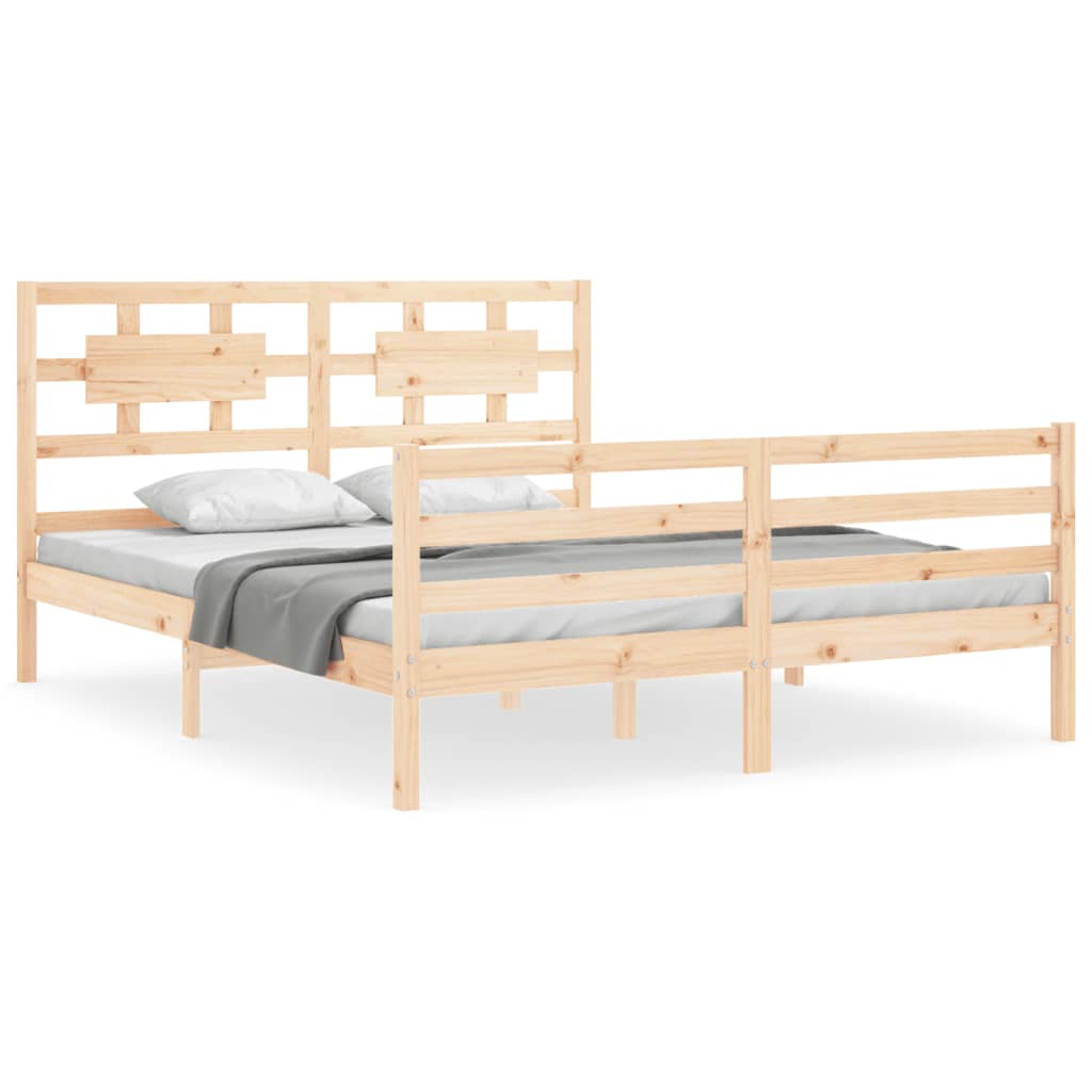 vidaXL Estructura de cama de matrimonio con cabecero madera maciza