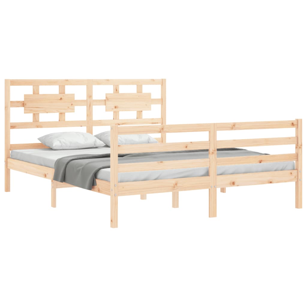 vidaXL Estructura de cama de matrimonio con cabecero madera maciza