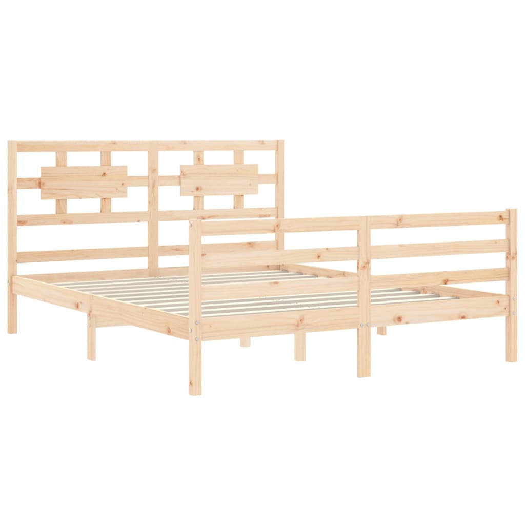 vidaXL Estructura de cama de matrimonio con cabecero madera maciza