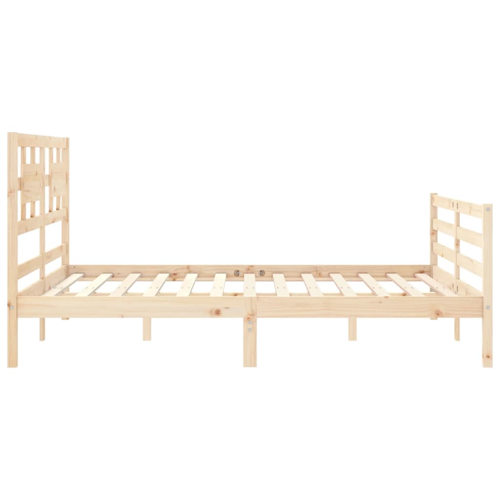 vidaXL Estructura de cama de matrimonio con cabecero madera maciza