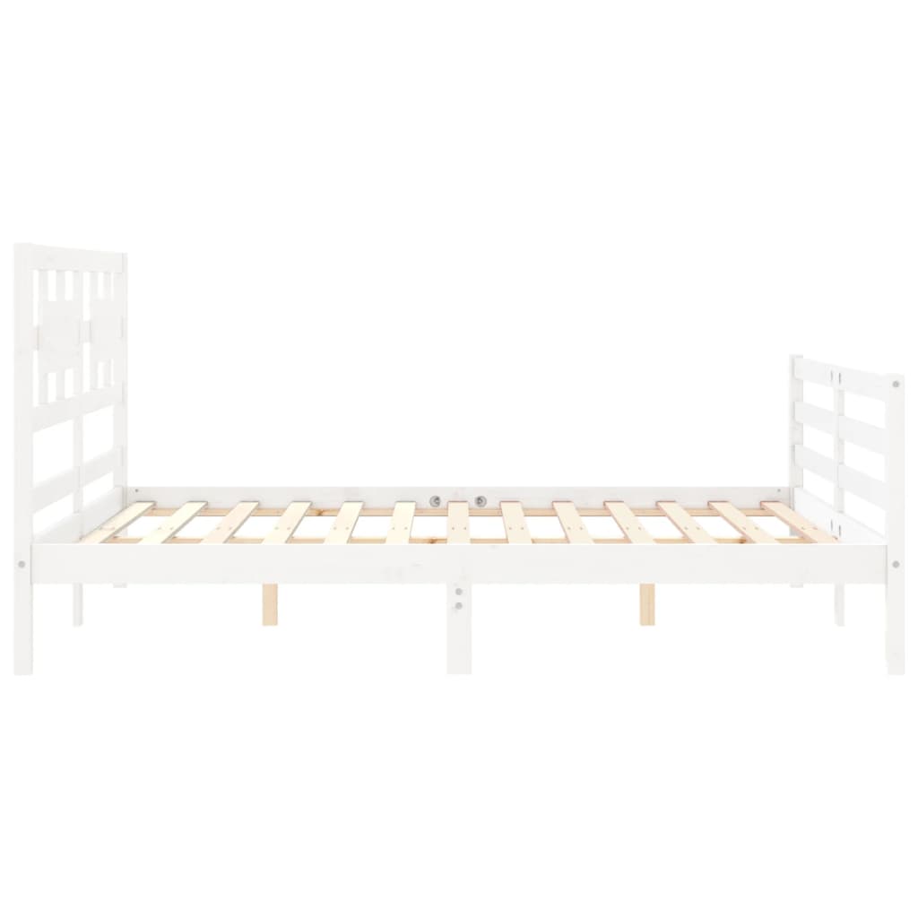 vidaXL Estructura de cama con cabecero madera maciza blanco 160x200 cm