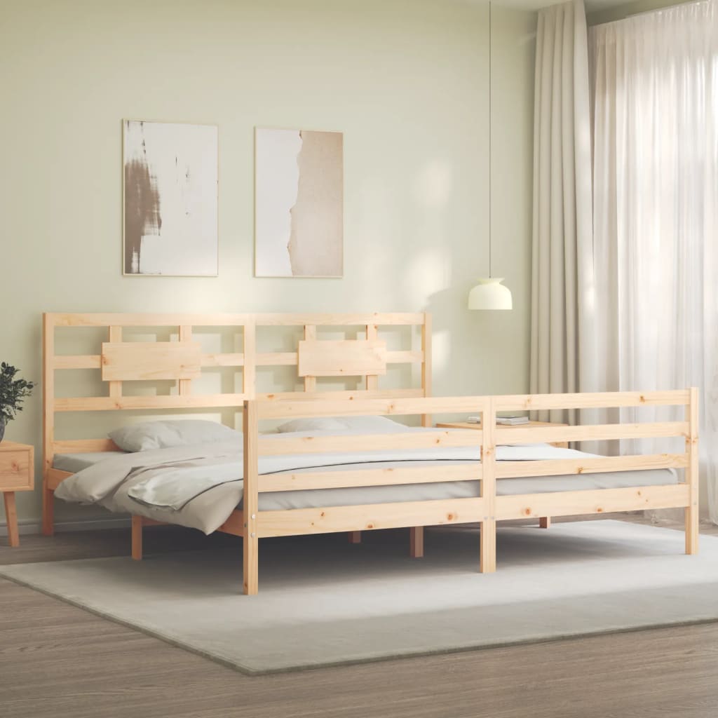 vidaXL Estructura de cama con cabecero madera maciza 200x200 cm