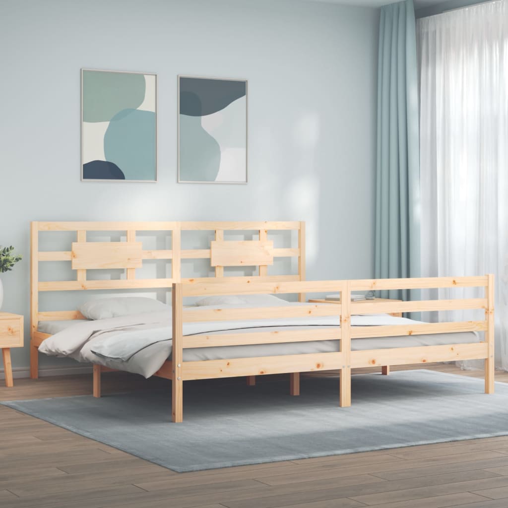 vidaXL Estructura de cama con cabecero madera maciza 200x200 cm