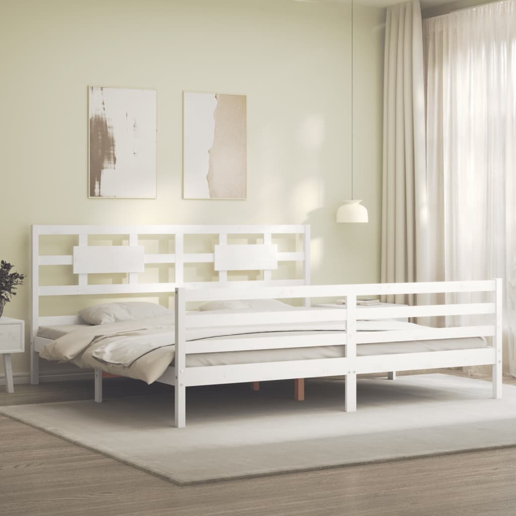 vidaXL Estructura de cama con cabecero madera maciza blanco 200x200 cm