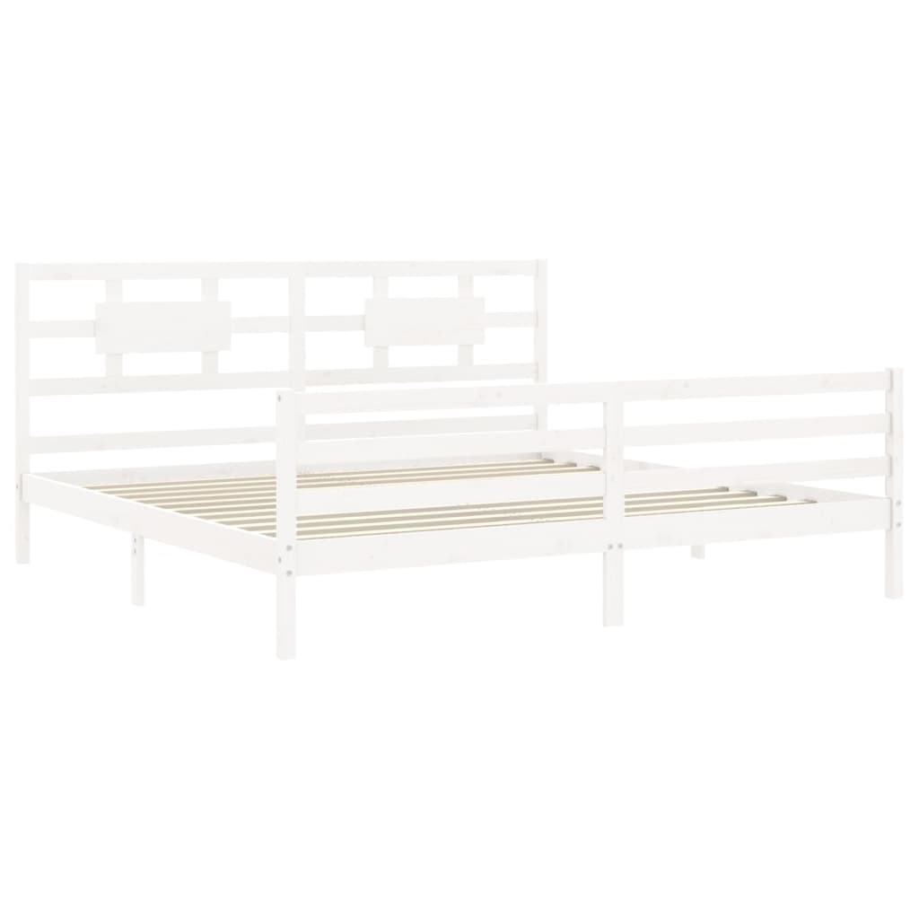 vidaXL Estructura de cama con cabecero madera maciza blanco 200x200 cm