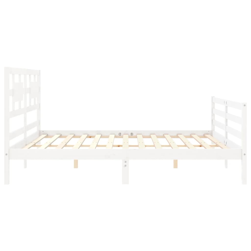 vidaXL Estructura de cama con cabecero madera maciza blanco 200x200 cm