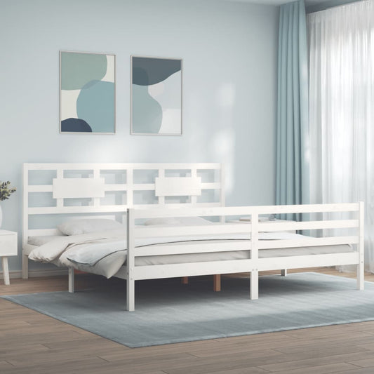 vidaXL Estructura de cama con cabecero madera maciza blanco 200x200 cm