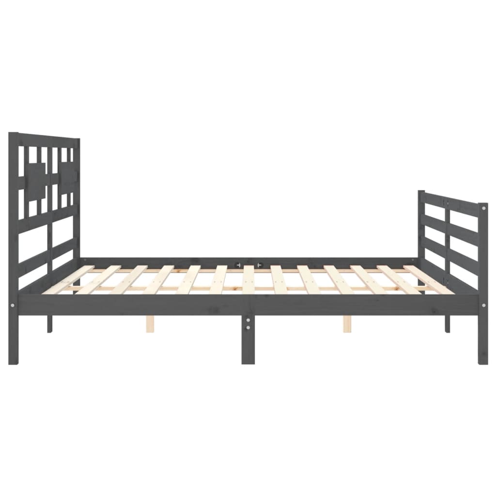 vidaXL Estructura de cama con cabecero madera maciza gris 200x200 cm