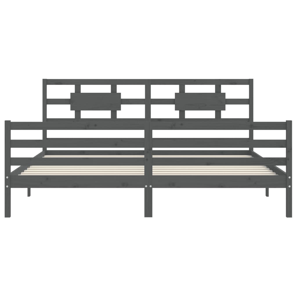 vidaXL Estructura de cama con cabecero madera maciza gris 200x200 cm