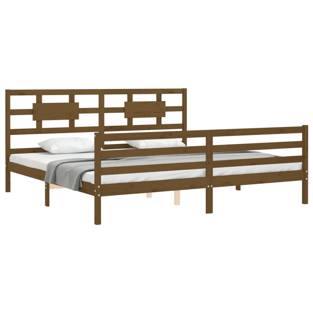 vidaXL Estructura cama y cabecero madera maciza marrón miel 200x200 cm