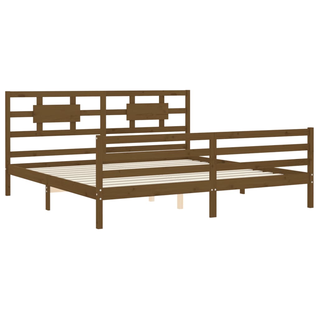 vidaXL Estructura cama y cabecero madera maciza marrón miel 200x200 cm