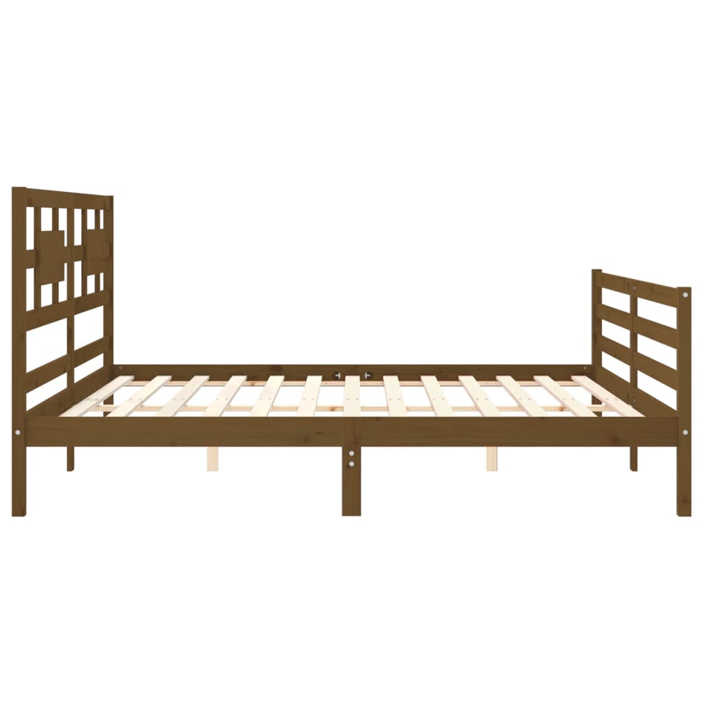 vidaXL Estructura cama y cabecero madera maciza marrón miel 200x200 cm