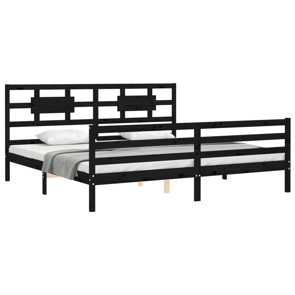 vidaXL Estructura de cama con cabecero madera maciza negro 200x200 cm