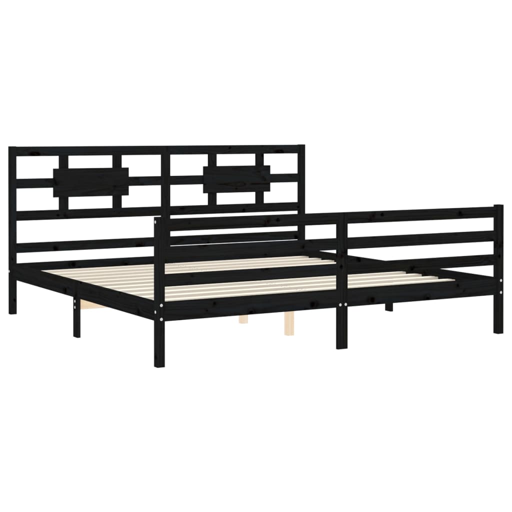 vidaXL Estructura de cama con cabecero madera maciza negro 200x200 cm