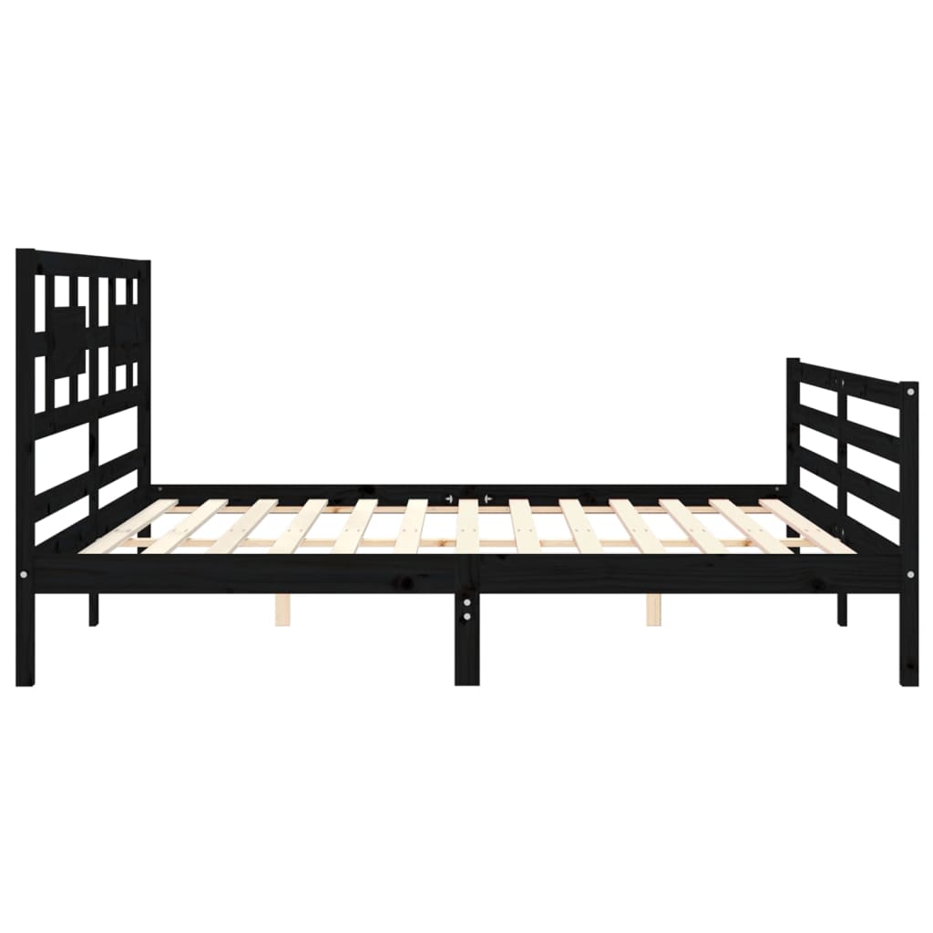 vidaXL Estructura de cama con cabecero madera maciza negro 200x200 cm