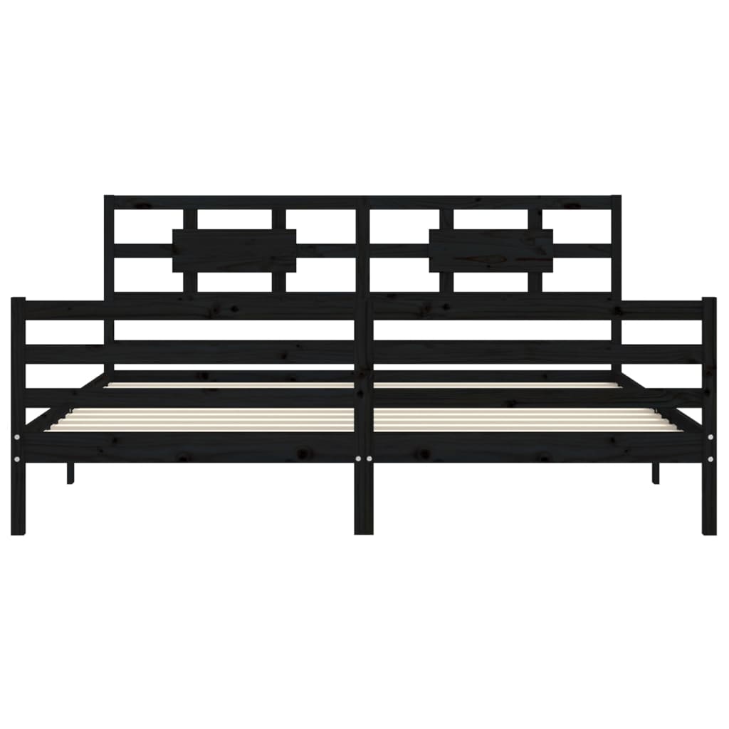 vidaXL Estructura de cama con cabecero madera maciza negro 200x200 cm