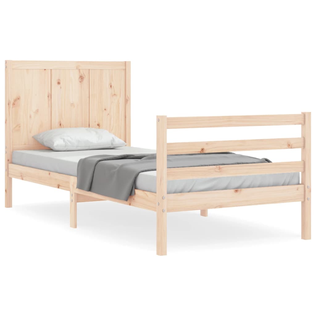 vidaXL Estructura de cama individual con cabecero madera maciza