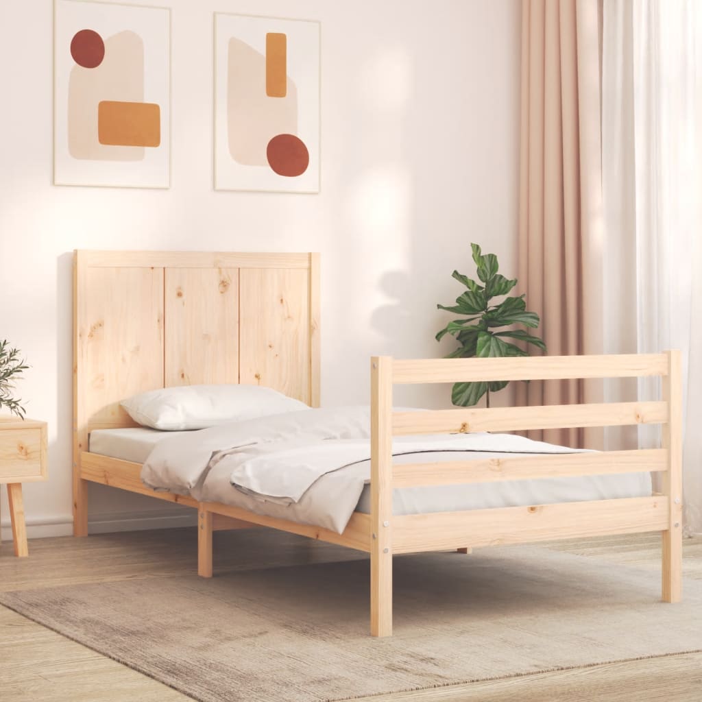 vidaXL Estructura de cama individual con cabecero madera maciza