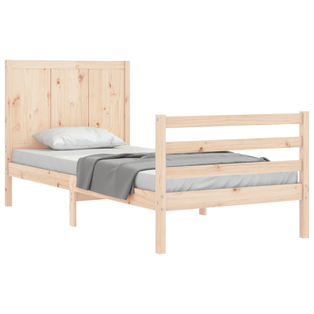 vidaXL Estructura de cama individual con cabecero madera maciza