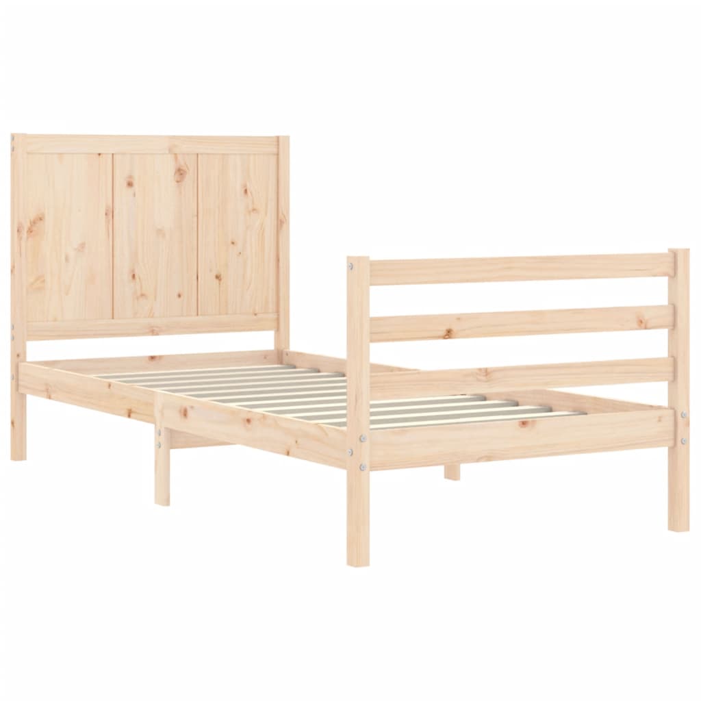 vidaXL Estructura de cama individual con cabecero madera maciza