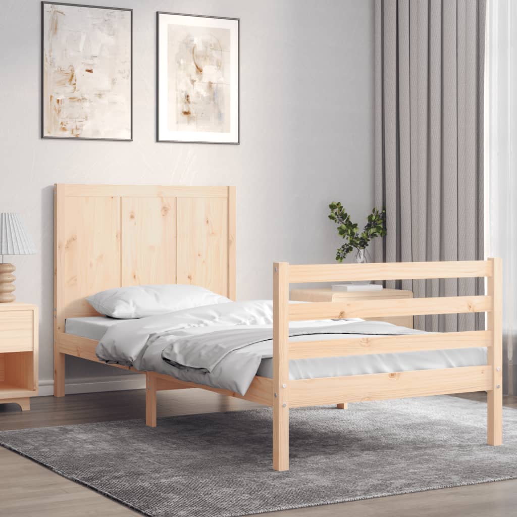 vidaXL Estructura de cama individual con cabecero madera maciza