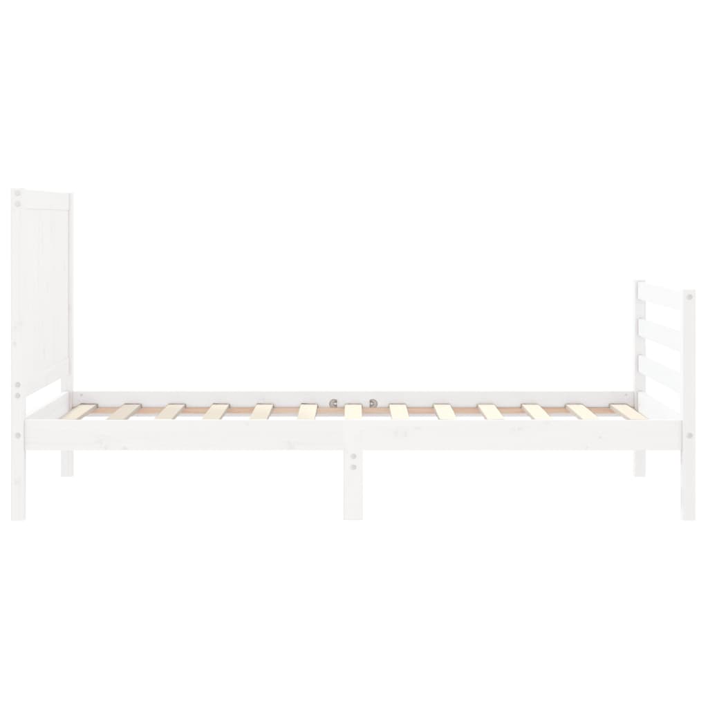 vidaXL Estructura de cama individual con cabecero madera maciza blanco