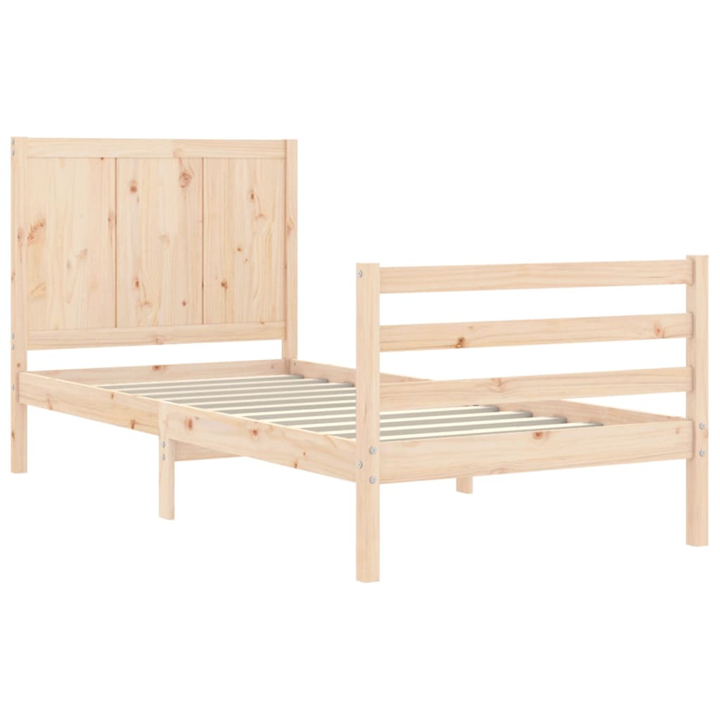 vidaXL Estructura de cama con cabecero madera maciza