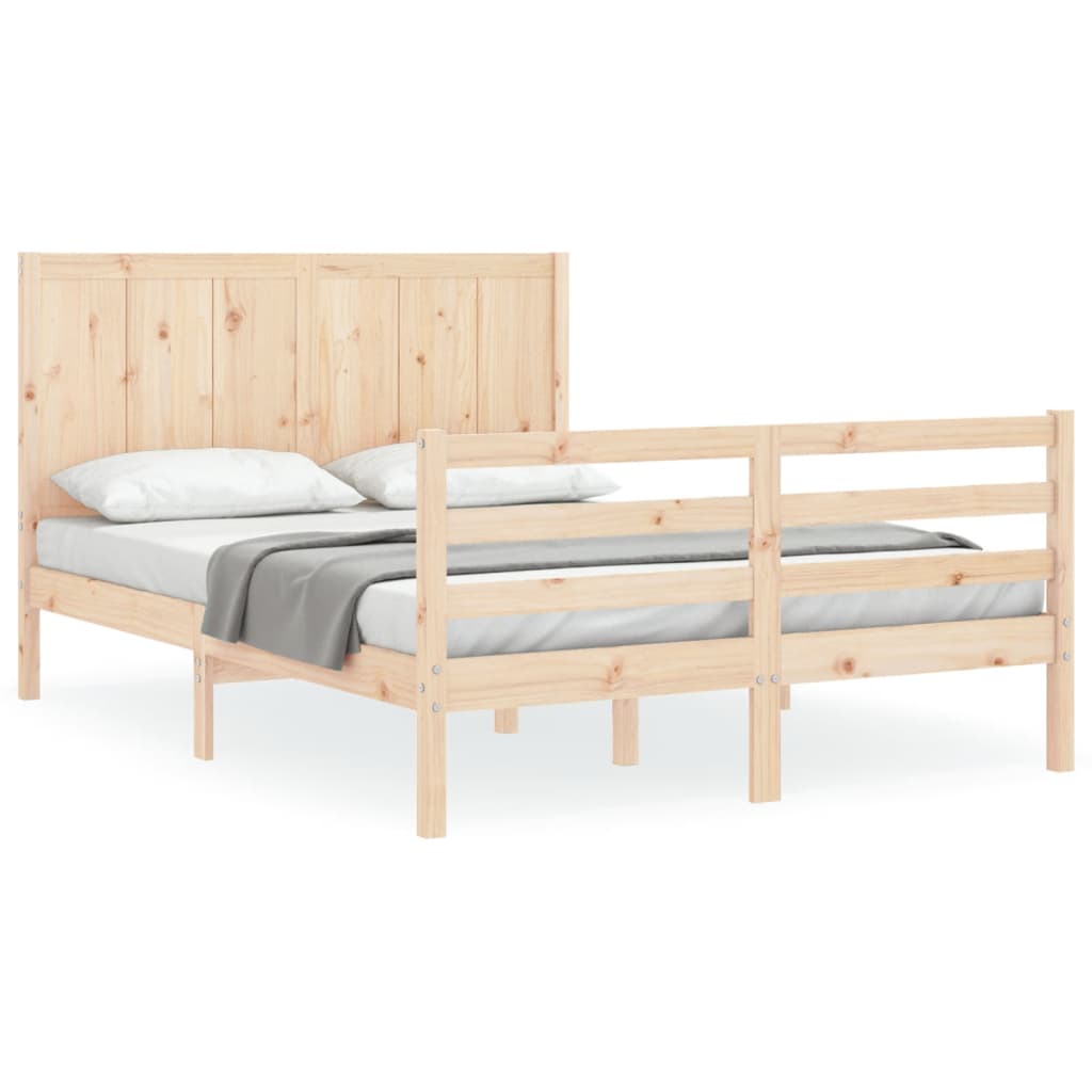 vidaXL Estructura de cama con cabecero madera maciza 160x200 cm