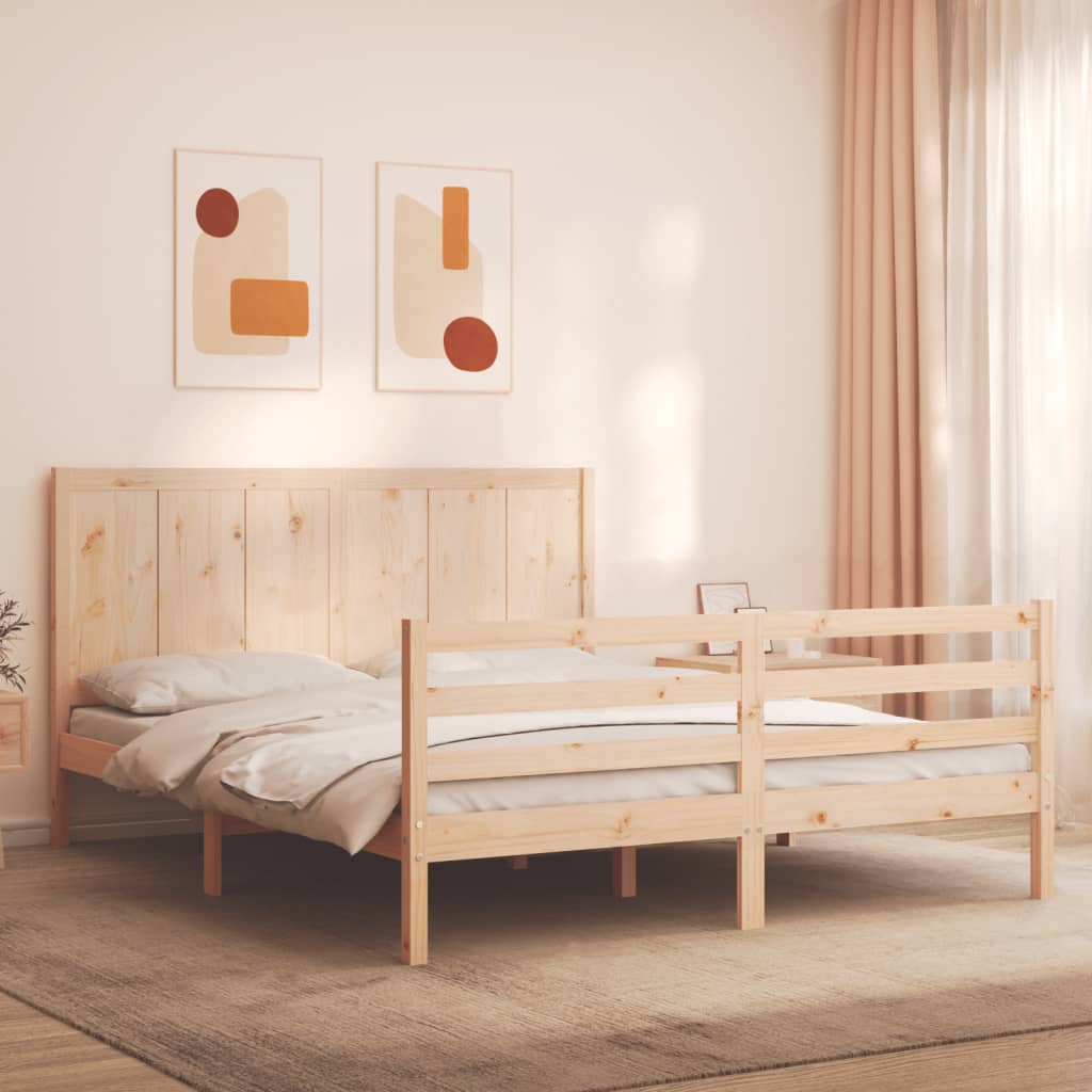 vidaXL Estructura de cama con cabecero madera maciza 160x200 cm